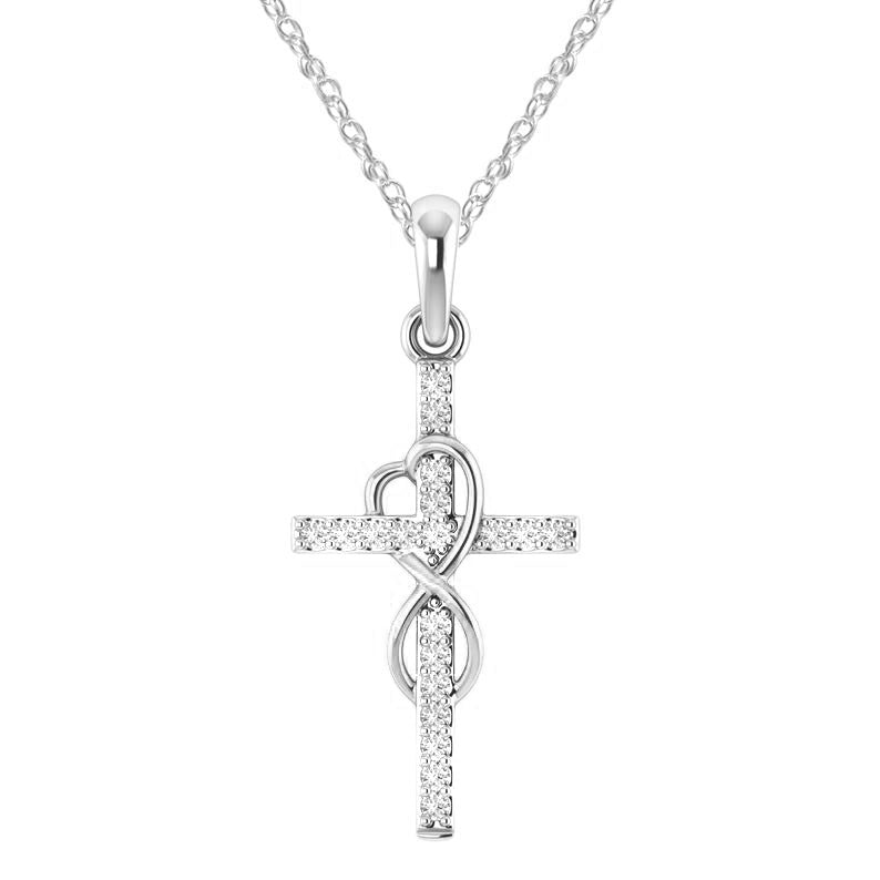 Alloy Pendant With Diamond And Eight-character Cross Necklace - FASHIONKULTUR