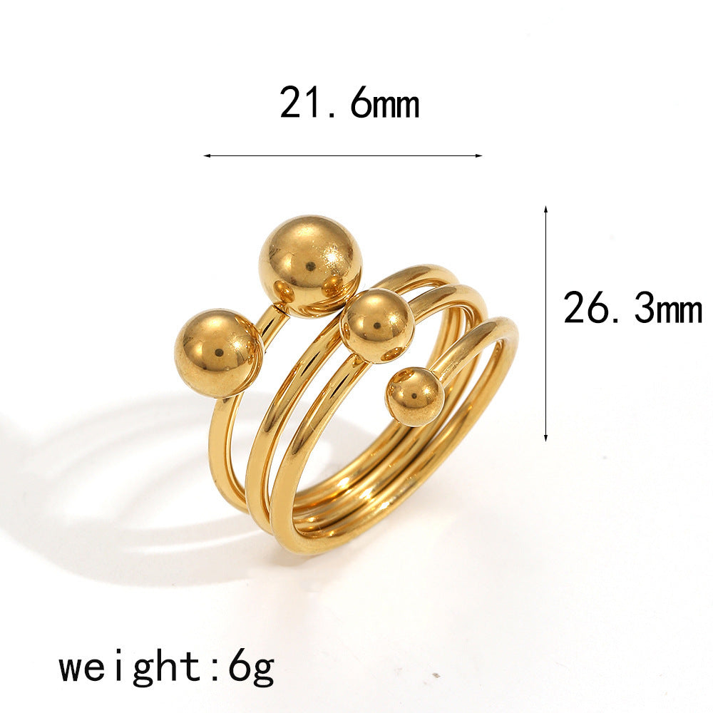 Round Ball Line Titanium Steel Ring Female Fashion - FASHIONKULTUR
