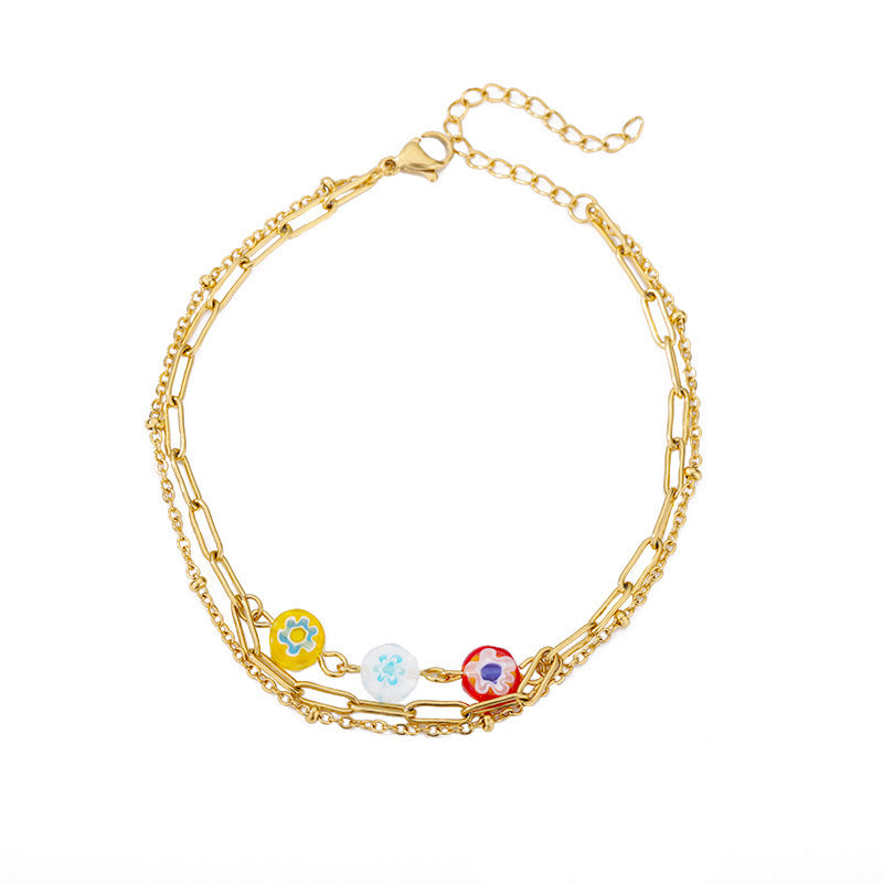Devil's Eye Anklet Personality Combination Color Eyes Irregular Pearl - FASHIONKULTUR