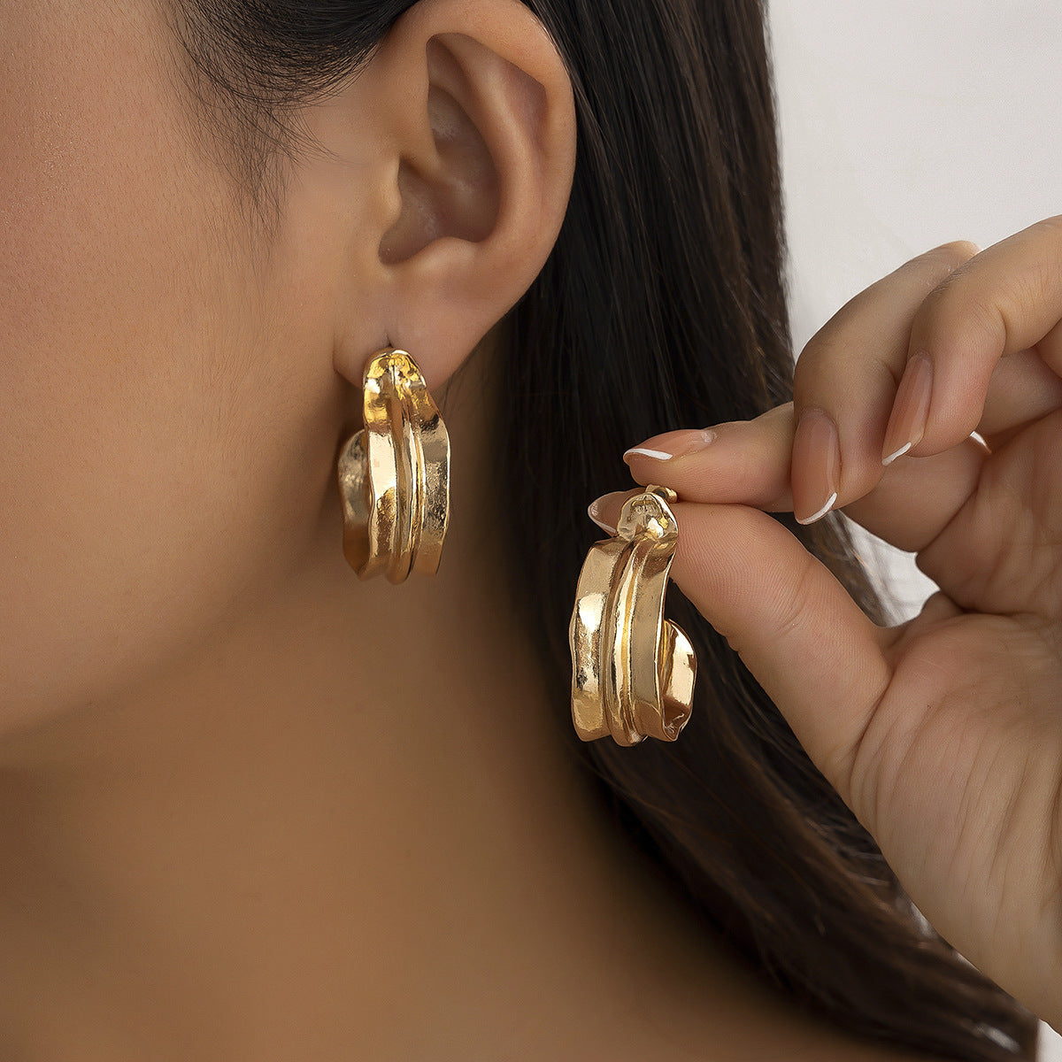 Niche Design Half Ring Stud Earrings Simple - FASHIONKULTUR