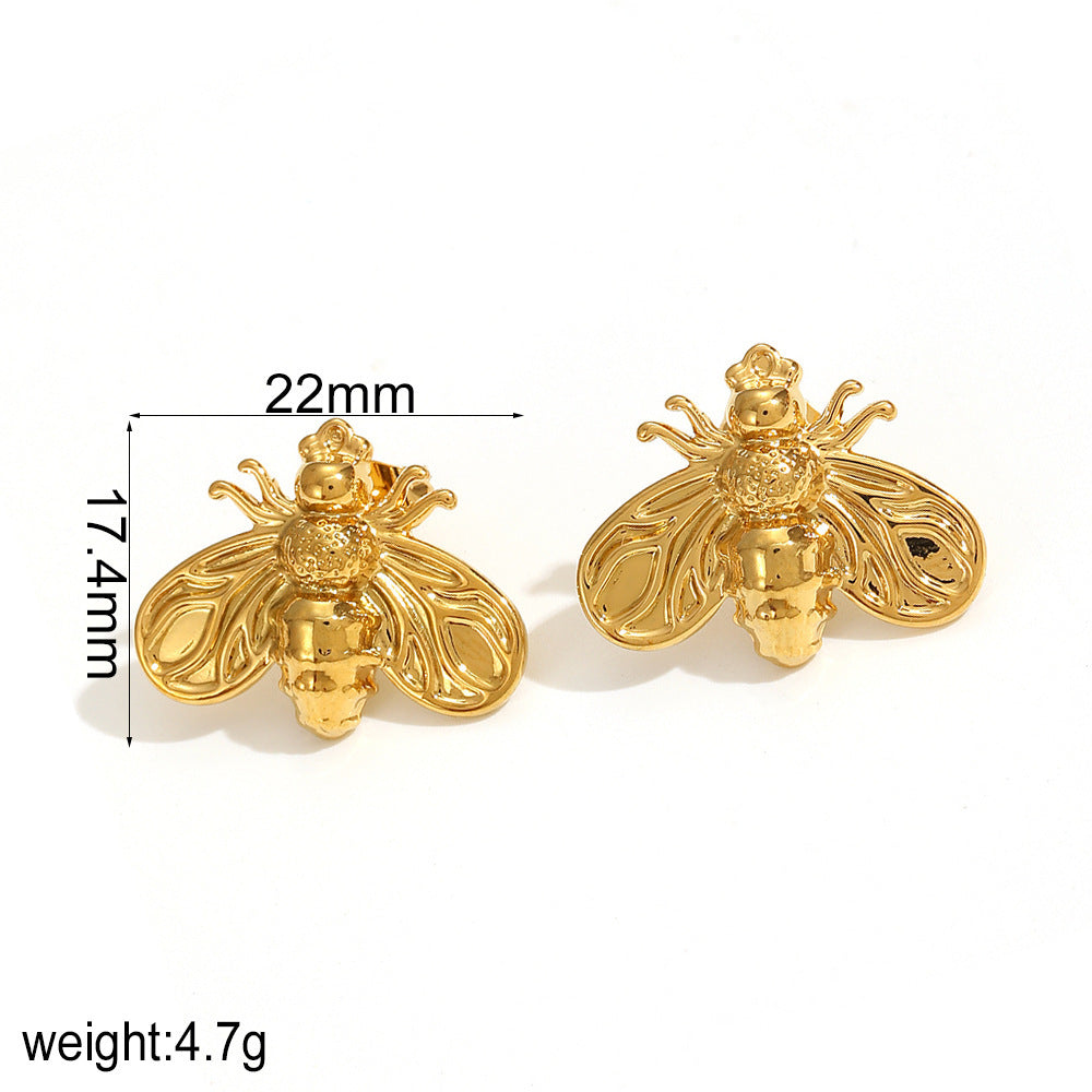 Little Bee Ear Studs Titanium Steel No Fading Niche - FASHIONKULTUR