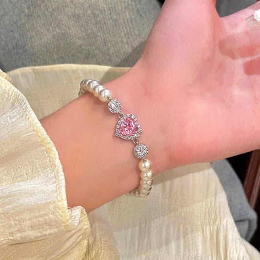 Heart-shaped Zircon Empress Heart-shaped Pearl Bracelet Fashion - FASHIONKULTUR