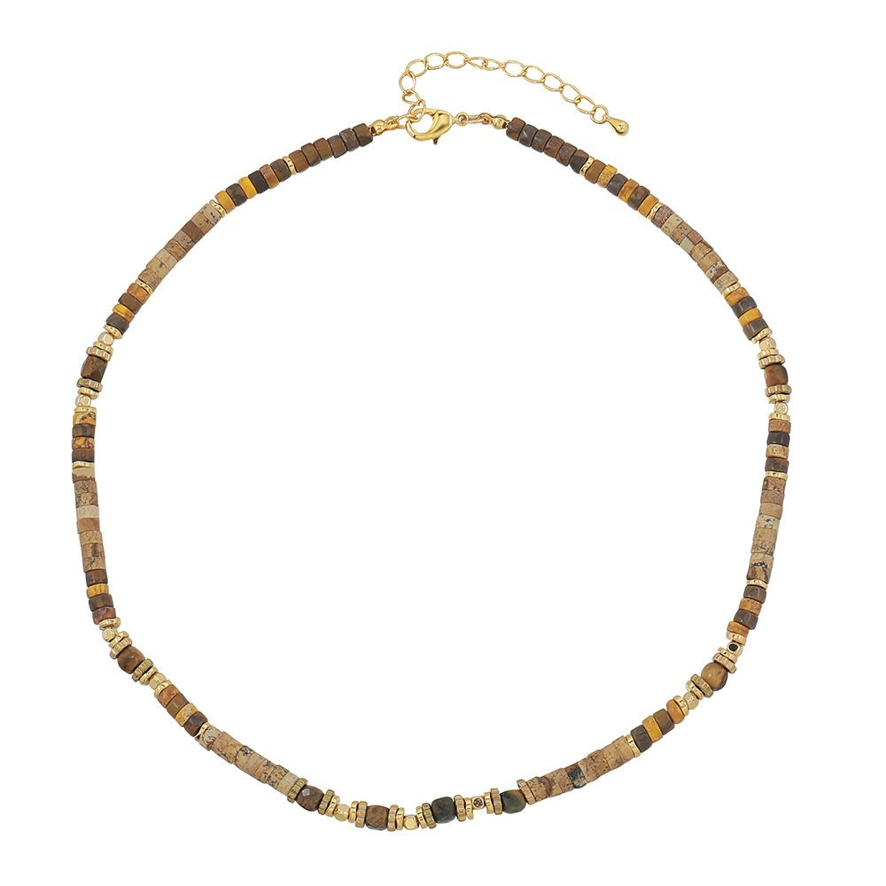 Retro Style Tigereye Czech Beads Beaded Necklace Bracelet - FASHIONKULTUR