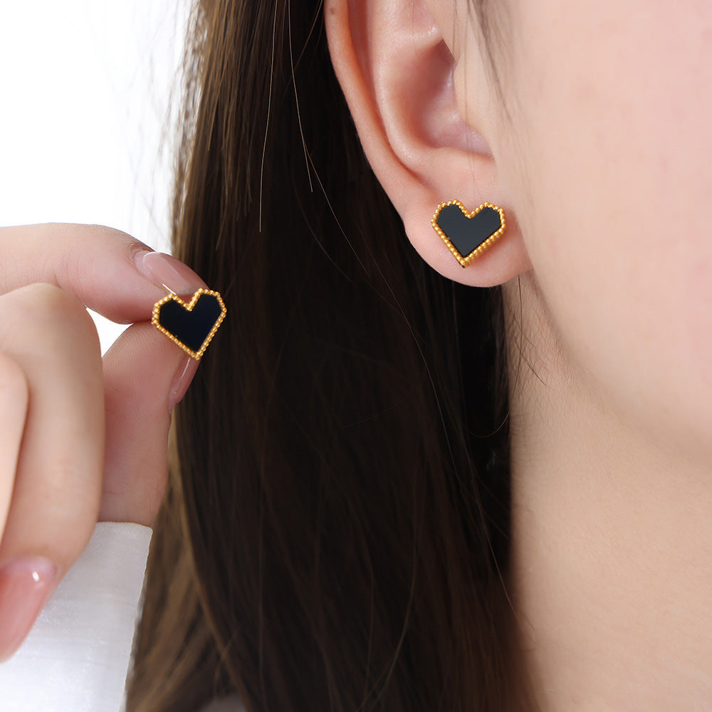 Peach Heart Acrylic Titanium Steel 18K Gold Plated Women's Jewelry Set - FASHIONKULTUR