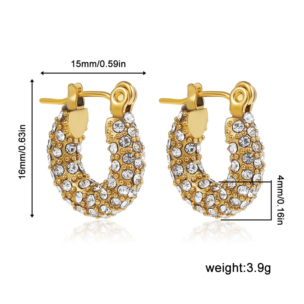 Stainless Steel 18K Gold Plating Twist-knot Earrings With Diamonds - FASHIONKULTUR