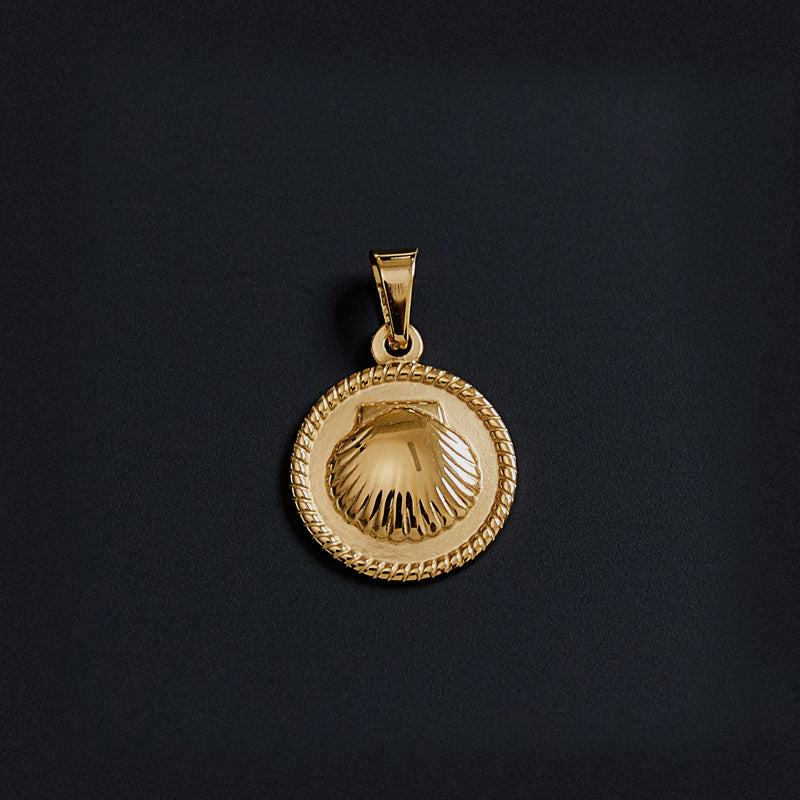 Portrait Coin Cross Peach Heart Angel Retro Pendant - FASHIONKULTUR