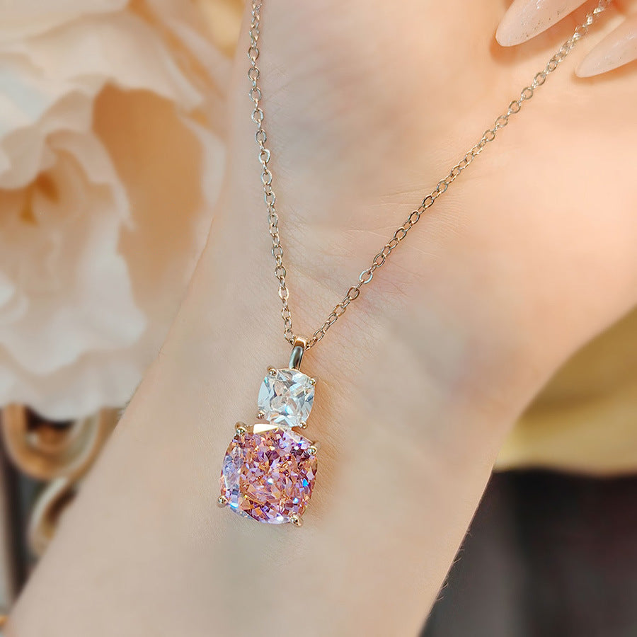 High Carbon Diamond Ice Flower Cut All-match Necklace - FASHIONKULTUR