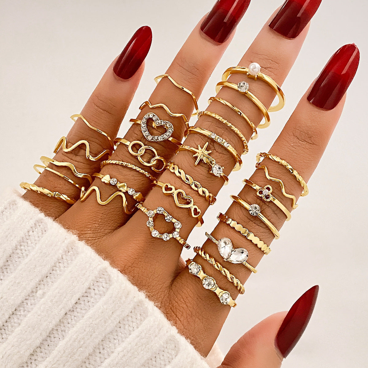 Ring Female Niche Senior Knuckle Ring 23 Pieces Suit - FASHIONKULTUR