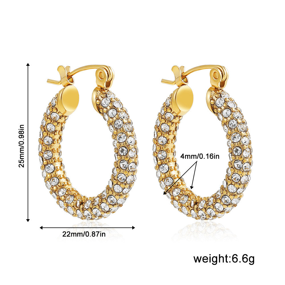 Stainless Steel 18K Gold Plating Twist-knot Earrings With Diamonds - FASHIONKULTUR