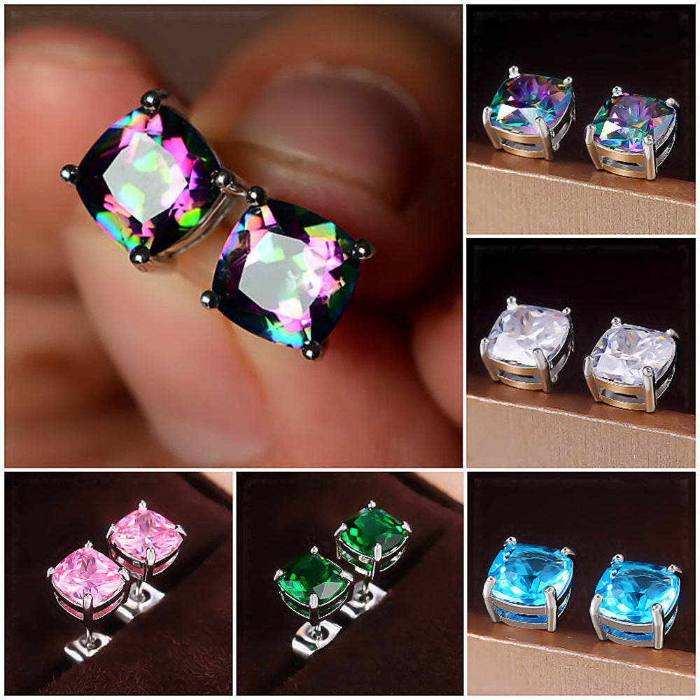 Fashion All-match Square Zircon Women's Earrings - FASHIONKULTUR