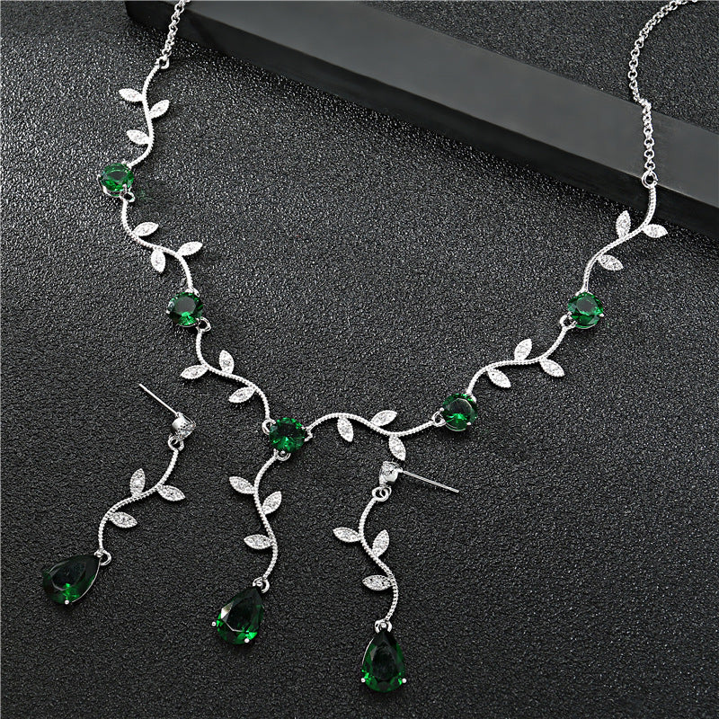 High Quality Zircon Necklace Full Diamond Jewelry Set - FASHIONKULTUR