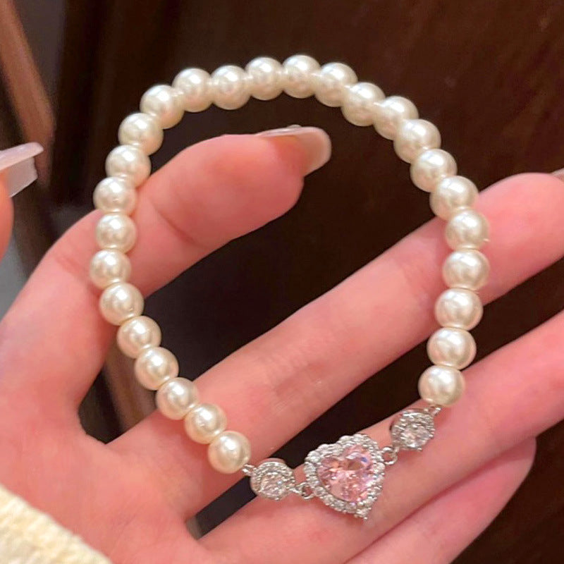 Heart-shaped Zircon Empress Heart-shaped Pearl Bracelet Fashion - FASHIONKULTUR