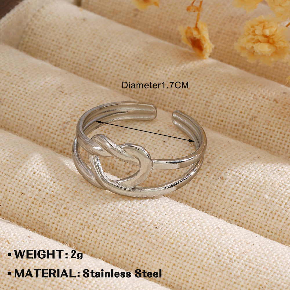 Fashion Stainless Steel Simple Heart-shaped Open Ring - FASHIONKULTUR