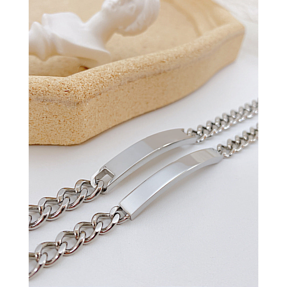 Titanium Steel Curved Plate Rose Gold Plated Men's And Women's Bracelet Bracelet - FASHIONKULTUR