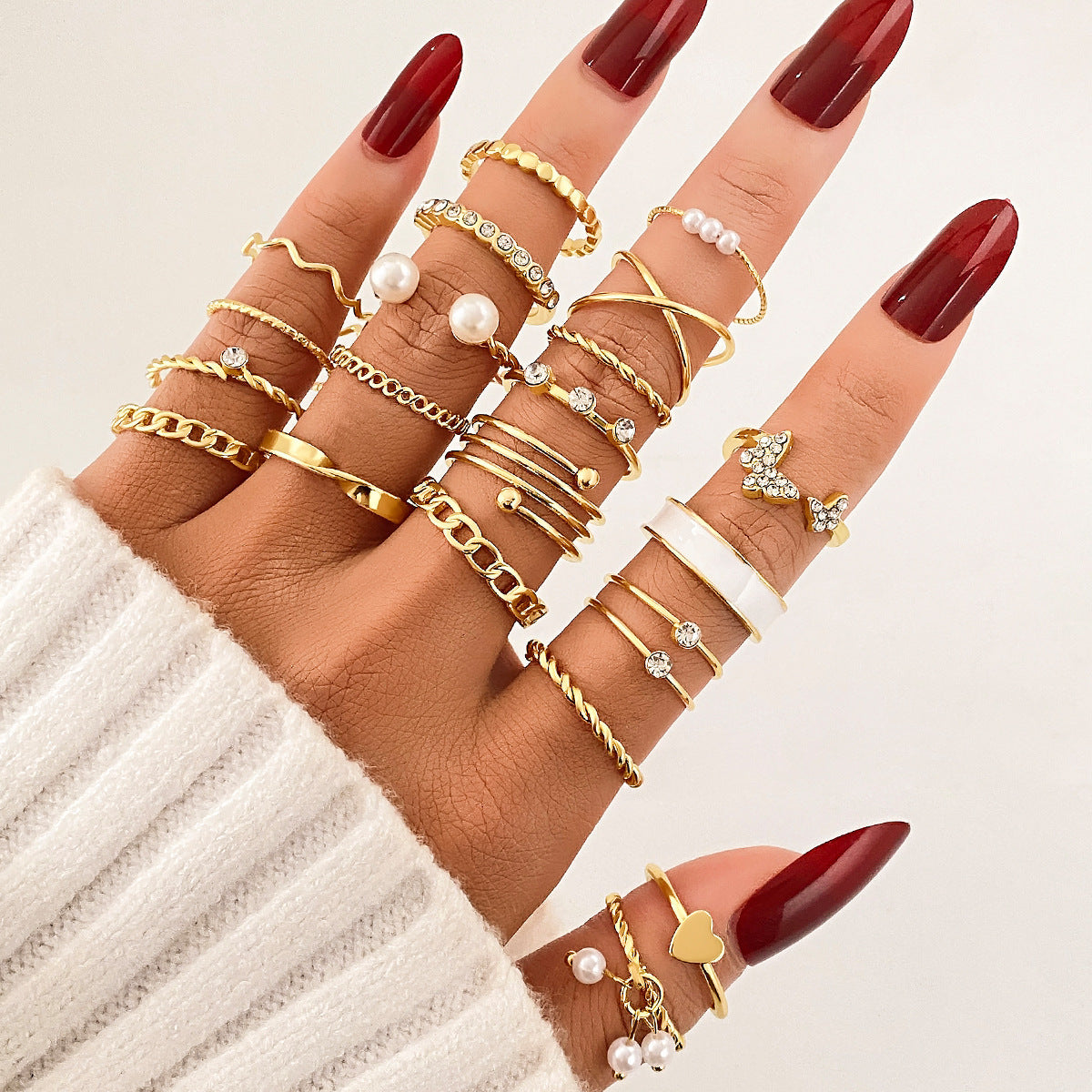 Ring Female Niche Senior Knuckle Ring 23 Pieces Suit - FASHIONKULTUR