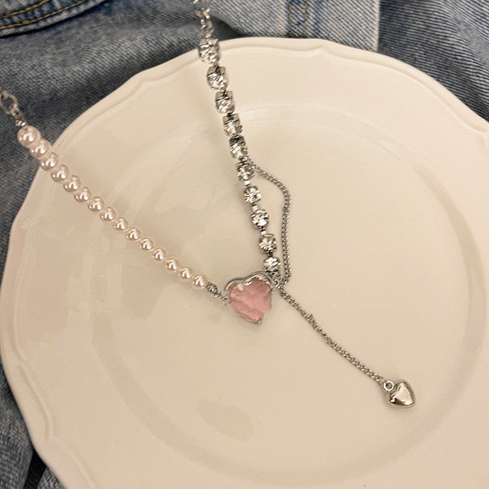 Love Pearl And Diamond Tassel Patchwork Necklace For Women - FASHIONKULTUR