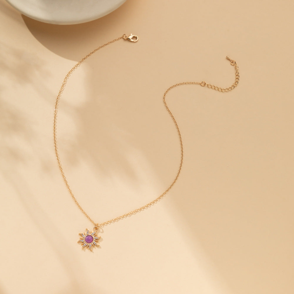 Zircon Necklace Vintage Ring Copper Inlaid - FASHIONKULTUR