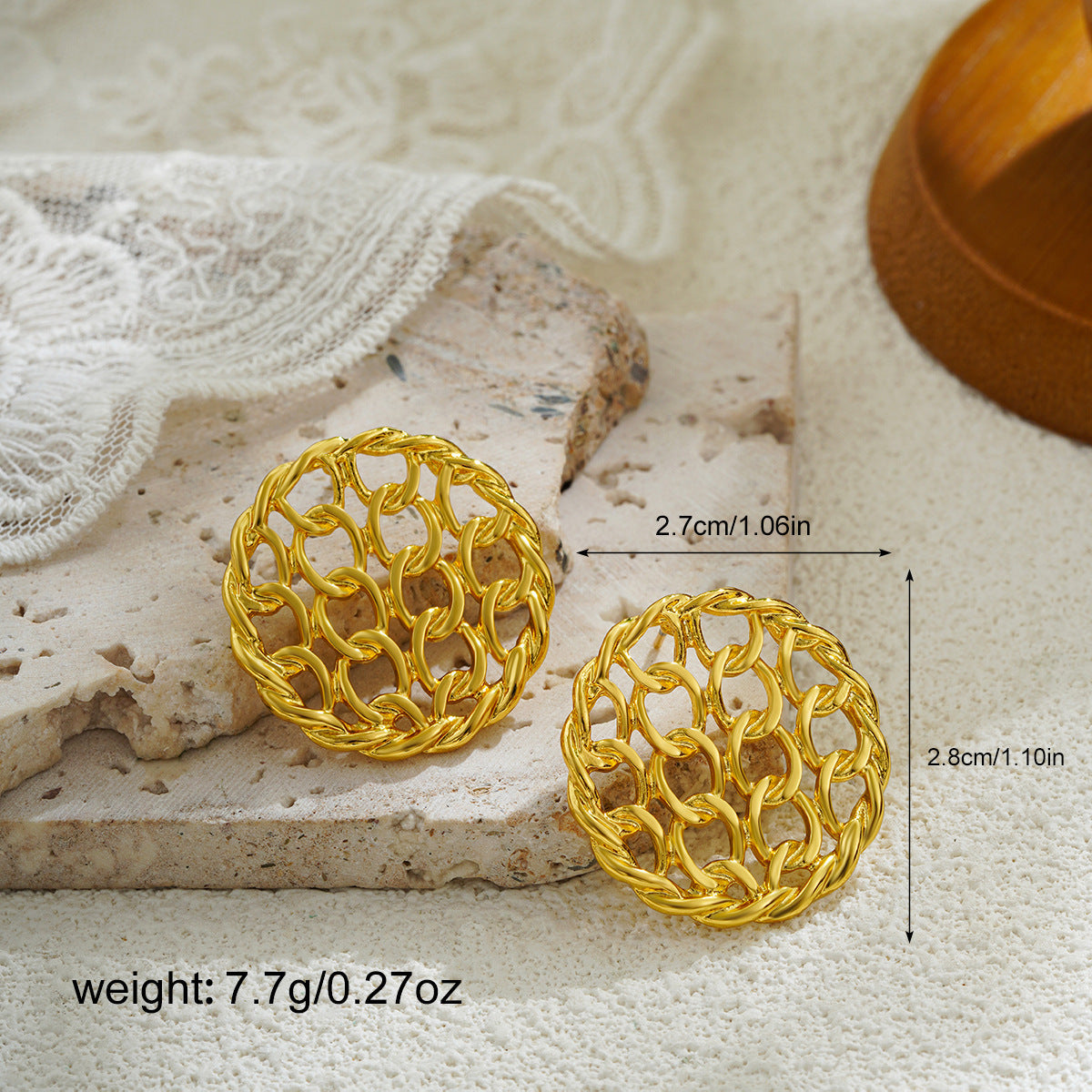 18K Gold Retro High Profile Large Earrings Bends And Hitches - FASHIONKULTUR
