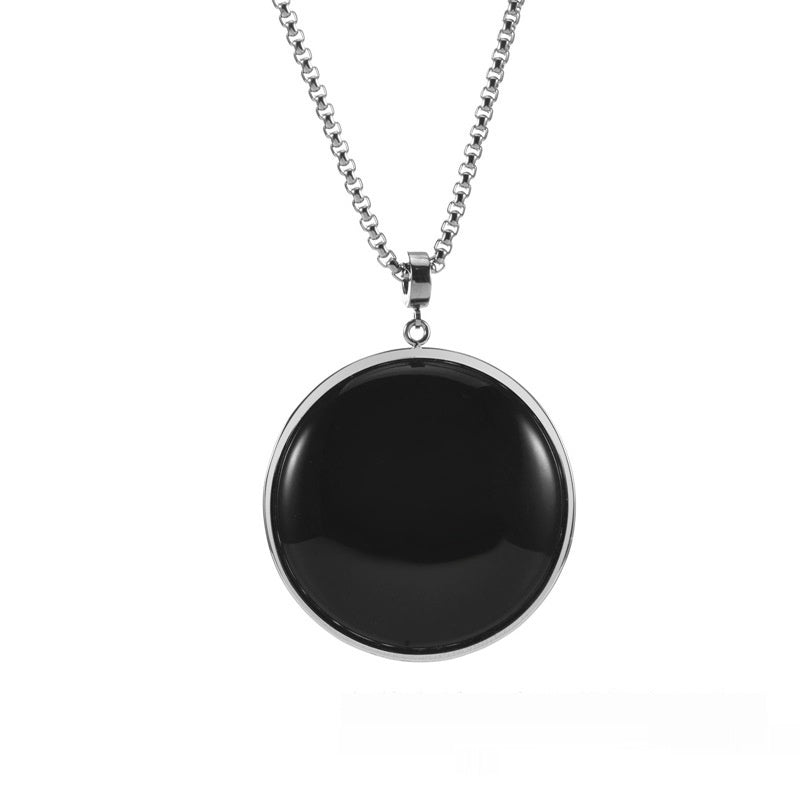 New Chinese Style Silver Round Hollow Crystal Stylish Trendy Titanium Steel Necklace Pendant Female Accessories - FASHIONKULTUR