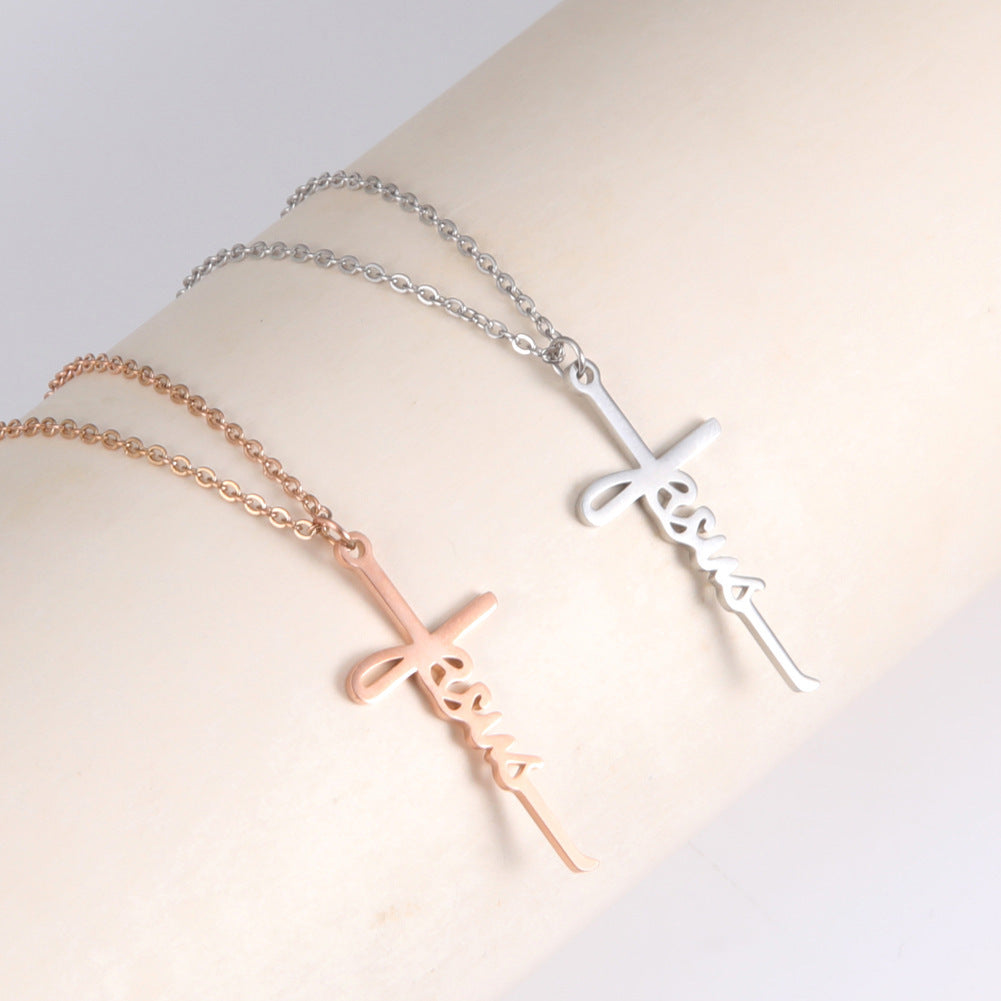 Cross Female Men's Stainless Steel Pendant Necklace - FASHIONKULTUR