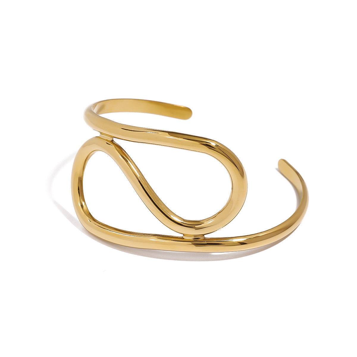 Stainless Steel Glossy Irregular Lines Twisted Open-ended Bracelet Simple - FASHIONKULTUR