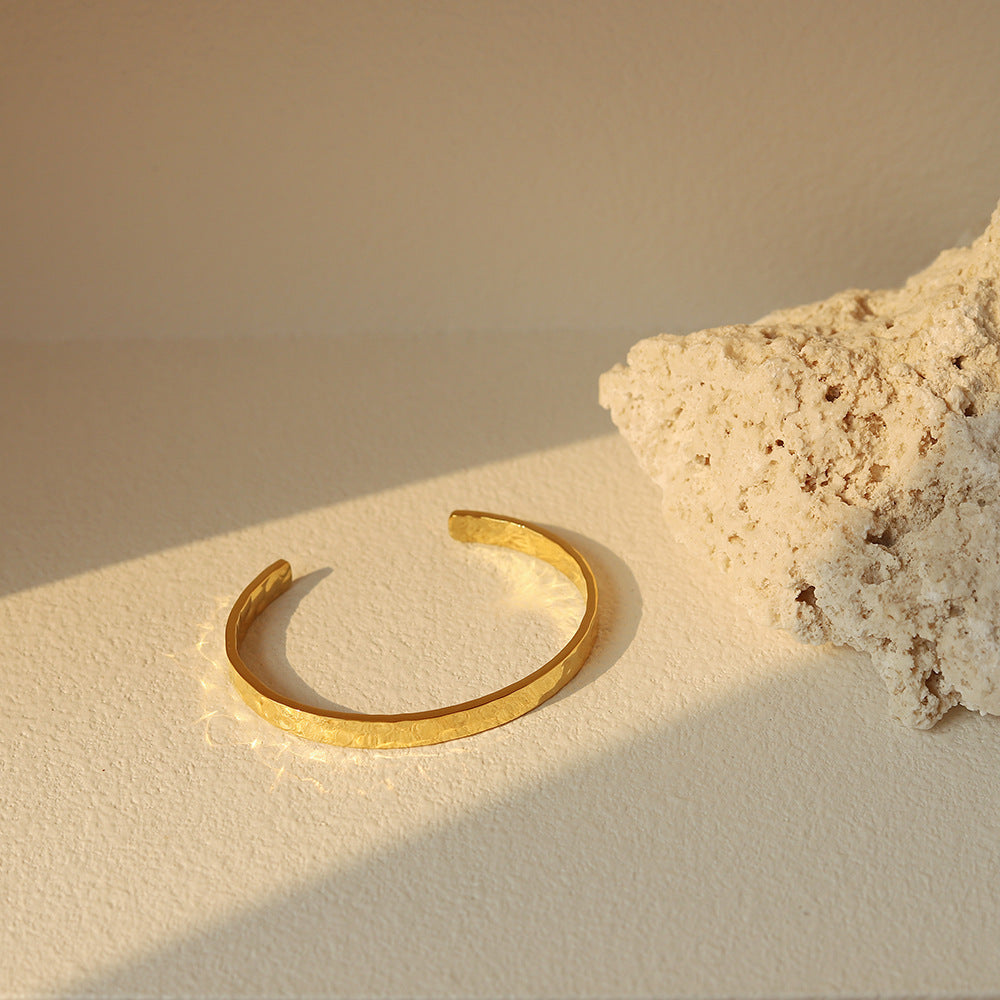 Jewelry Moon Surface Tin Foil Irregular Hammer Bracelet - FASHIONKULTUR