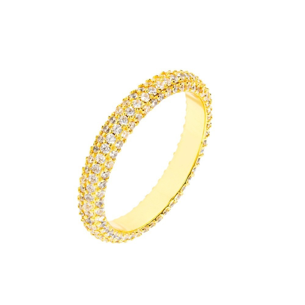 Ins Style Silver Jewelry Full Diamond Single Row Ring Women - FASHIONKULTUR