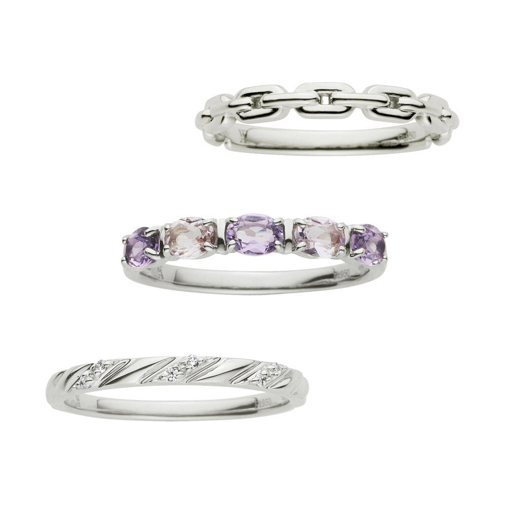 Natural Citrine Amethyst Three-Piece Ring - FASHIONKULTUR