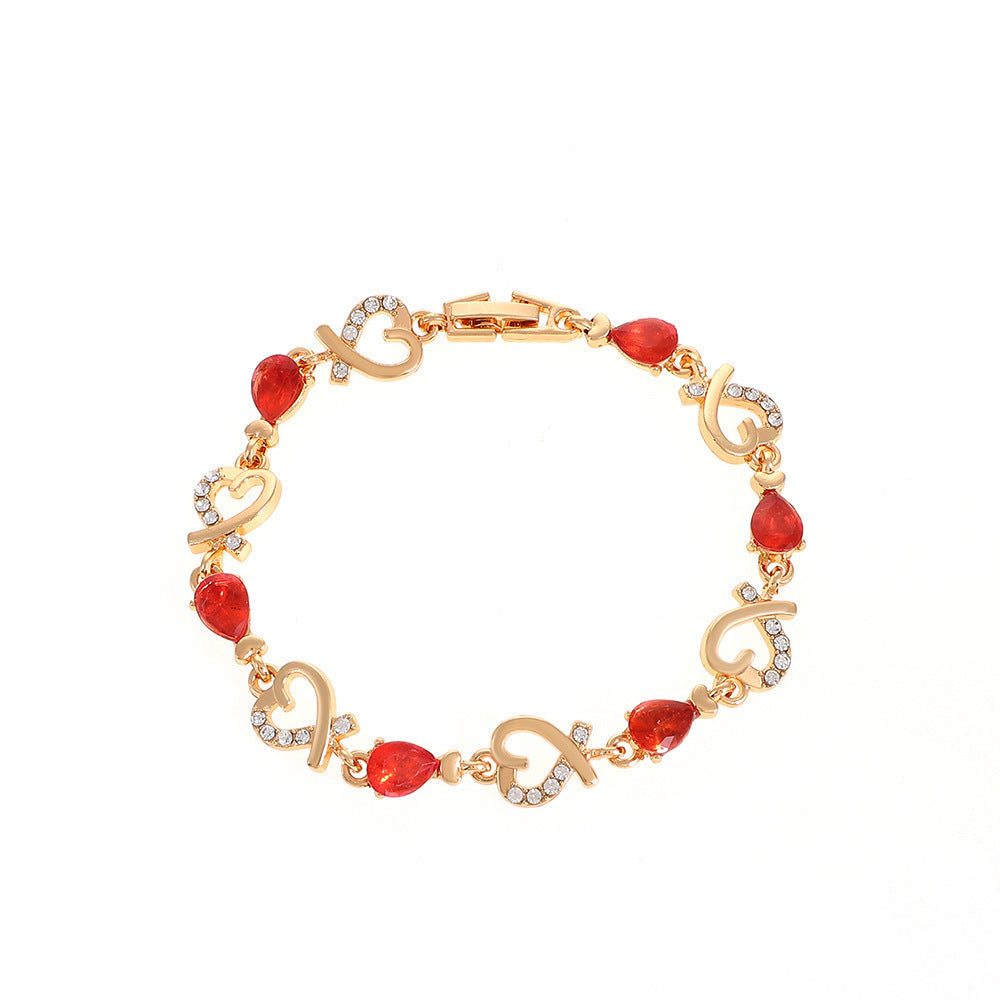 Hollow Love Bracelet With Rhinestones Fashion Temperament Heart-shaped Bracelet For Valentine's Day Gift - FASHIONKULTUR