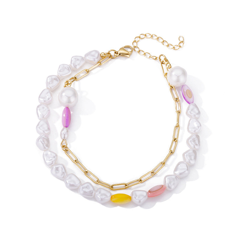 Devil's Eye Anklet Personality Combination Color Eyes Irregular Pearl - FASHIONKULTUR