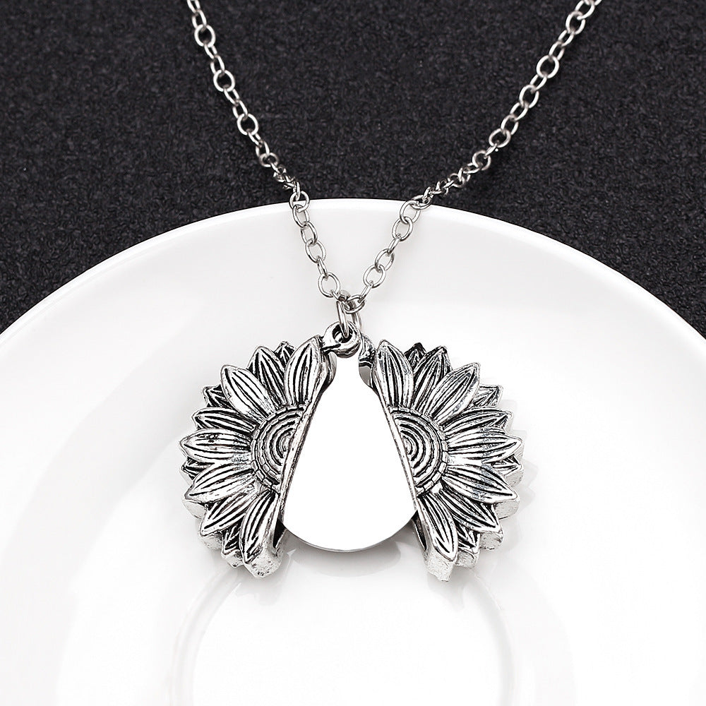 Personalized Engrave Name Date Sun Flower Necklace Fashion Custom Text For Women Men Choker Chain Jewelry Charm Gift - FASHIONKULTUR