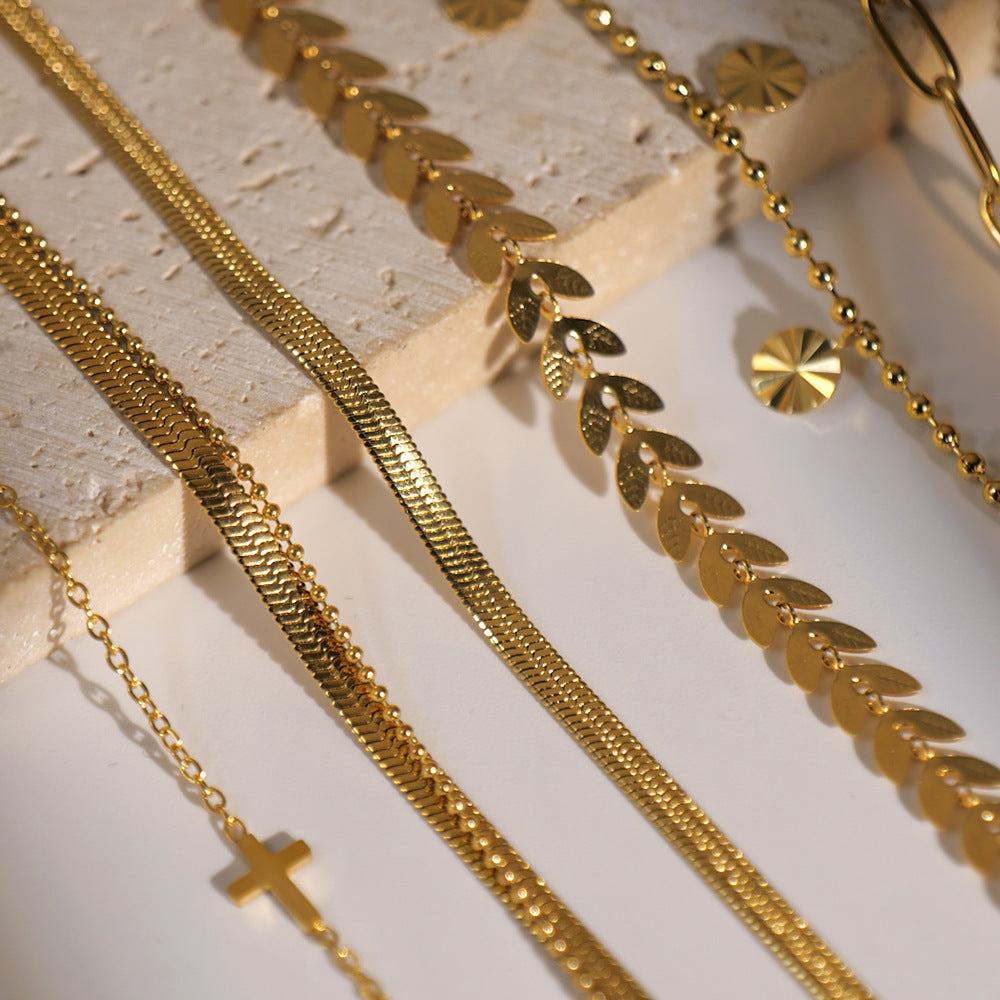Retro 18K Gold Cross Fine Feet Chain For Women - FASHIONKULTUR