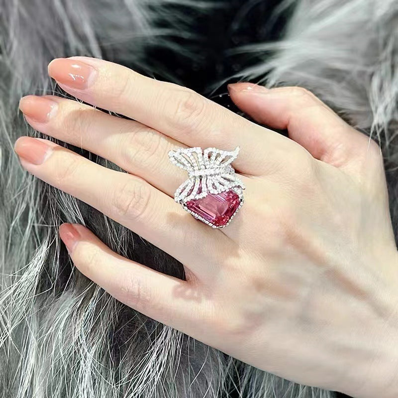 Women's Cool Pink Diamond Butterfly Ring - FASHIONKULTUR