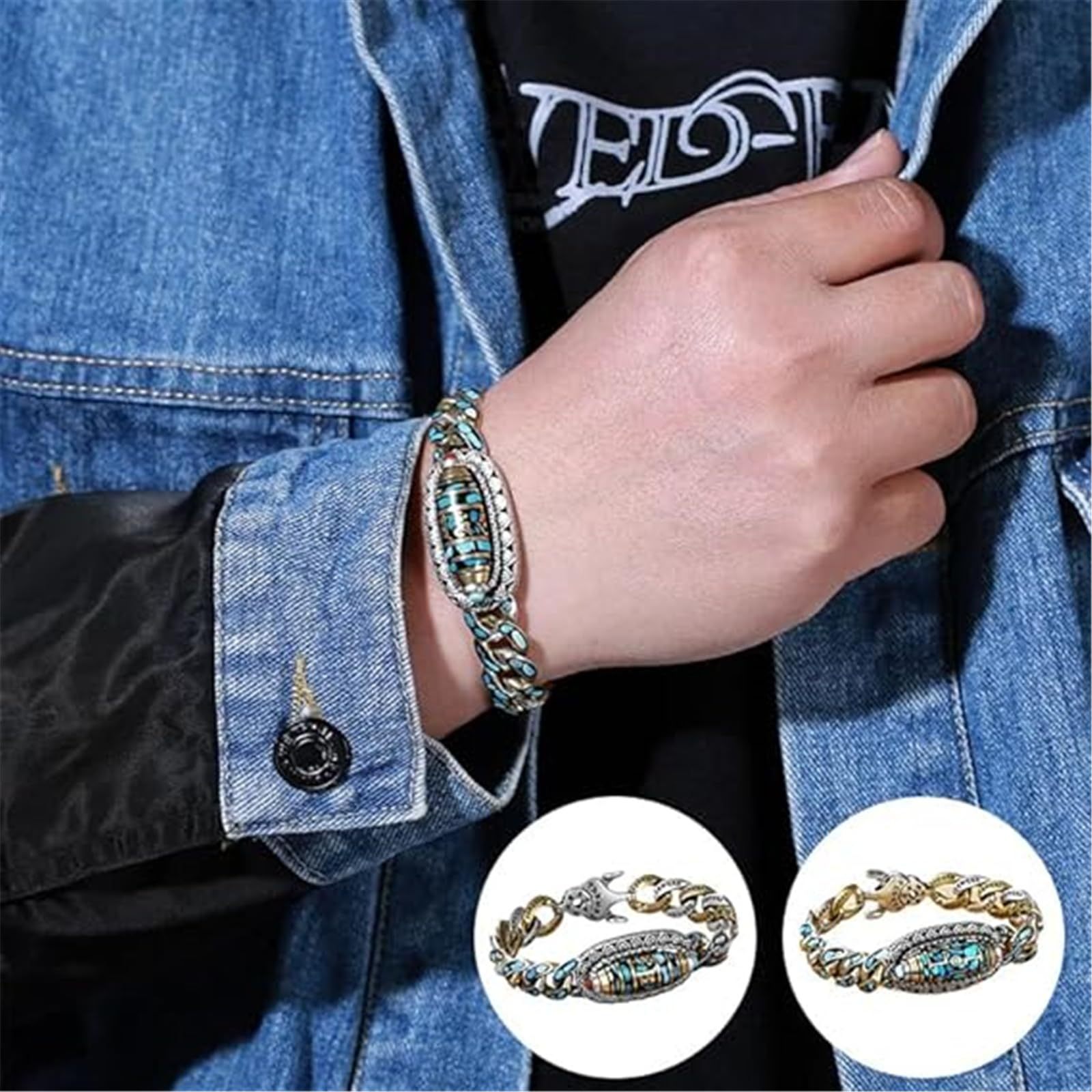 Fashion Jewelry New Men's Bracelet Personality Retro Transfer Rotating Nine Eye Pearl Bracelets High-end Gift - FASHIONKULTUR