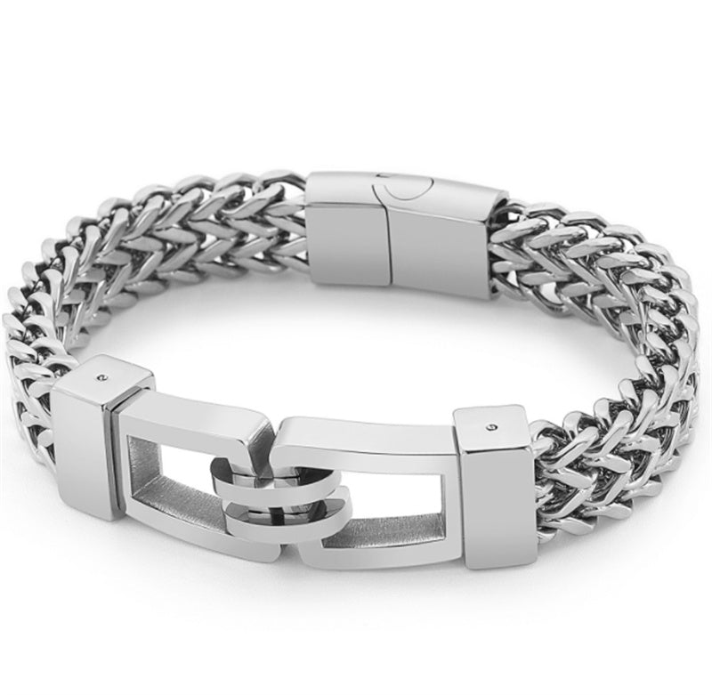 Rock Hip Hop Hand In Hand Men's Titanium Steel Bracelet - FASHIONKULTUR