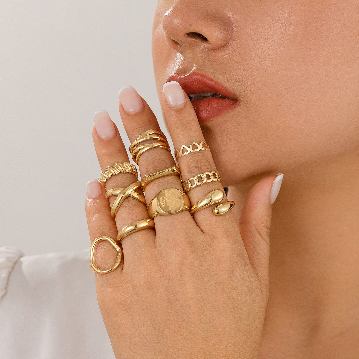 Golden Elegance Bridal Set with All-match Suit Ring - FASHIONKULTUR