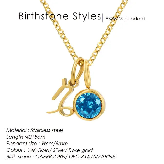 Birthstone Constellation Double Pendant Necklace - FASHIONKULTUR