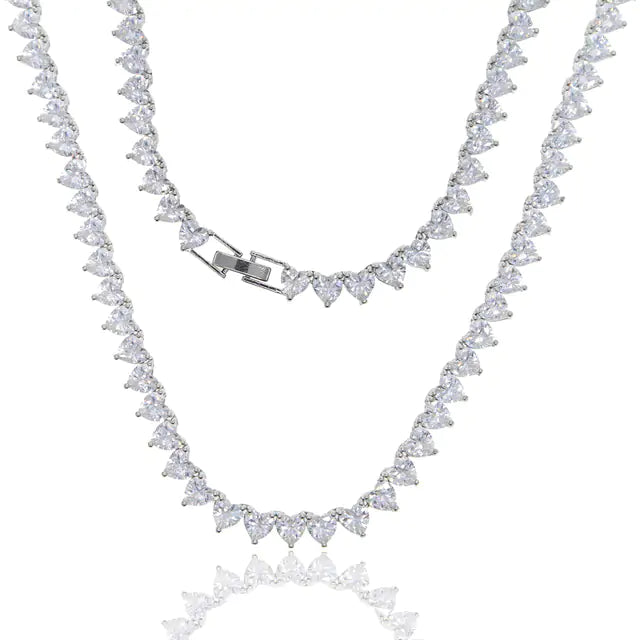 5A Heart CZ Tennis Necklace - FASHIONKULTUR