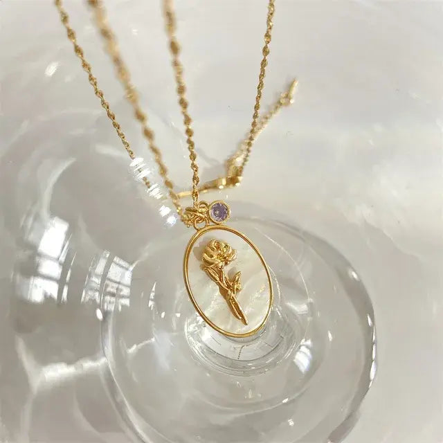 Birthstone Flower Pendant Necklace - FASHIONKULTUR