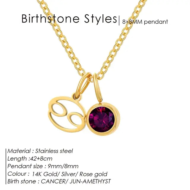 Birthstone Constellation Double Pendant Necklace - FASHIONKULTUR