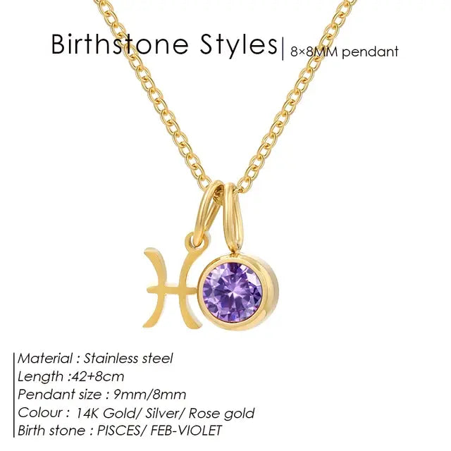 Birthstone Constellation Double Pendant Necklace - FASHIONKULTUR