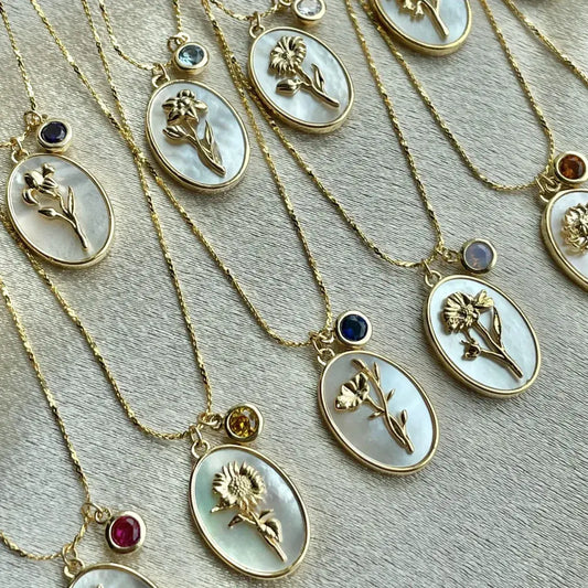 Birthstone Flower Pendant Necklace - FASHIONKULTUR