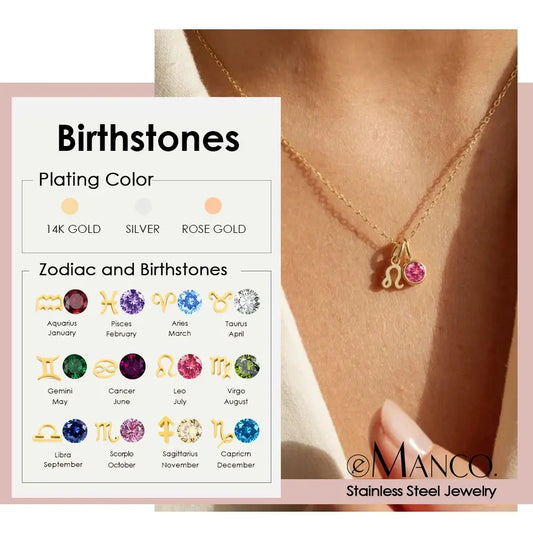 Birthstone Constellation Double Pendant Necklace - FASHIONKULTUR