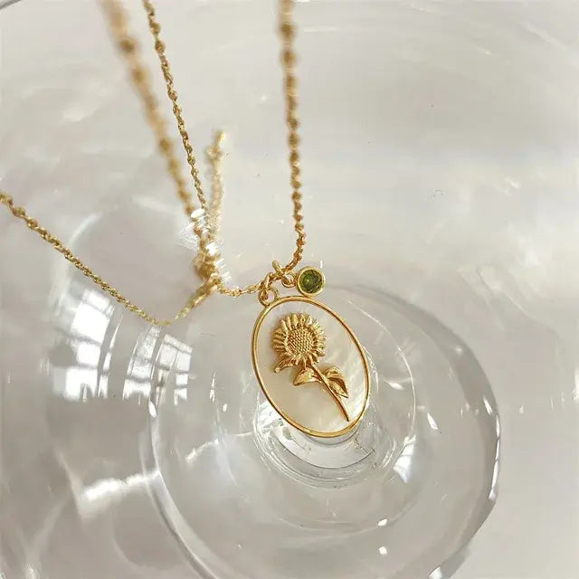 Birthstone Flower Pendant Necklace - FASHIONKULTUR