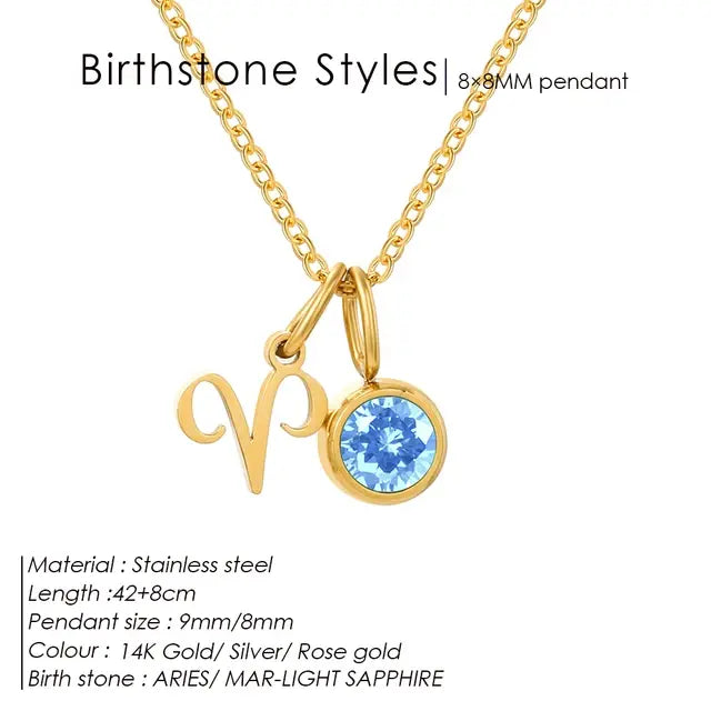 Birthstone Constellation Double Pendant Necklace - FASHIONKULTUR