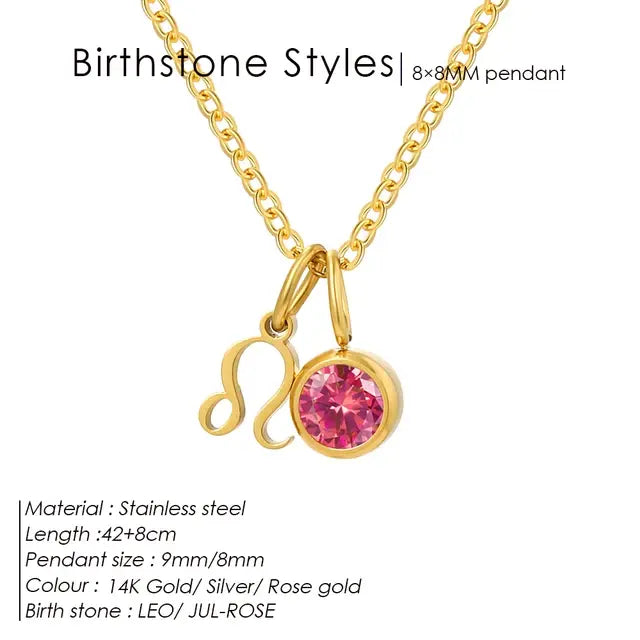 Birthstone Constellation Double Pendant Necklace - FASHIONKULTUR