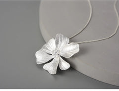 Pure Silver Single Petal Paeonia Peony French Flower Pendant - FASHIONKULTUR