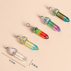 Multicolor Glass Hexagonal Column Pendant