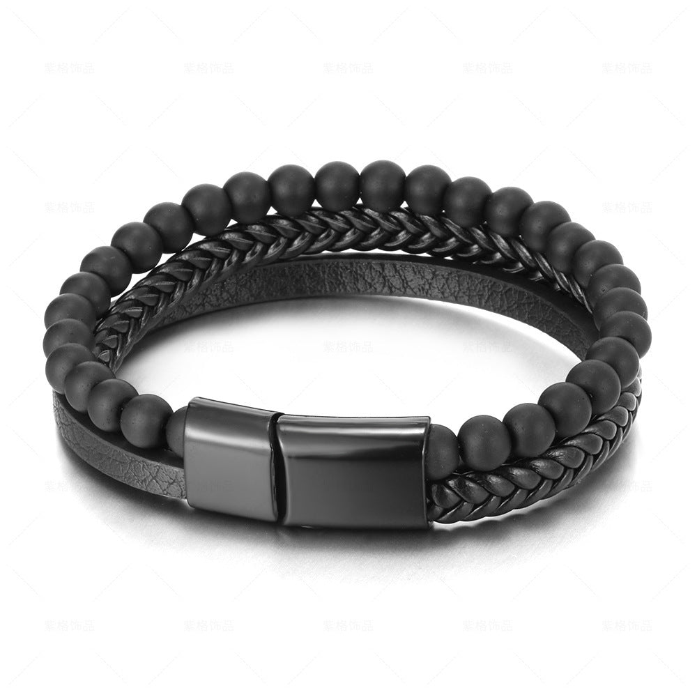 Stainless Steel Natural Tiger Eye Stone Bracelet With Beads For Men - FASHIONKULTUR