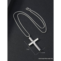 Round Large Beveled Cross Necklace Titanium Steel Men